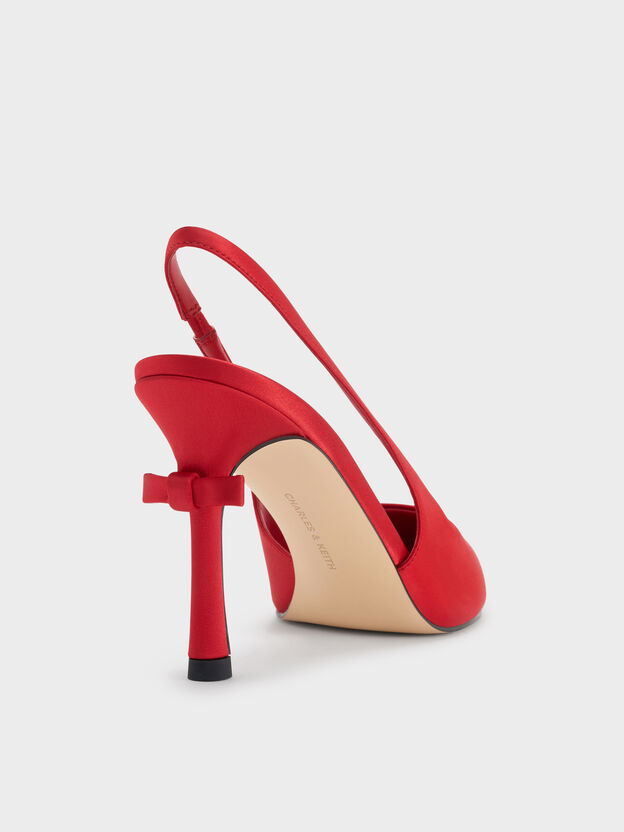 Brantley Bow Slingback Pumps, Red, hi-res