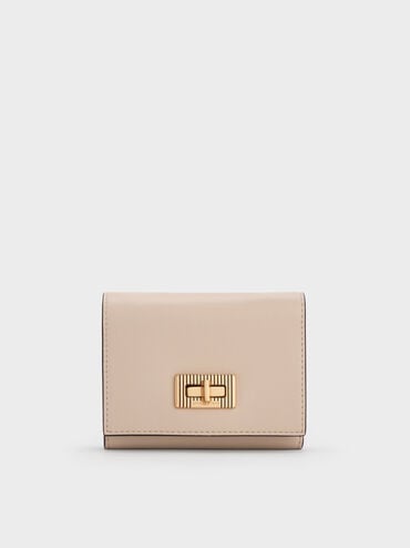 Edna Turn-Lock Knotted-Strap Wallet, Oat, hi-res