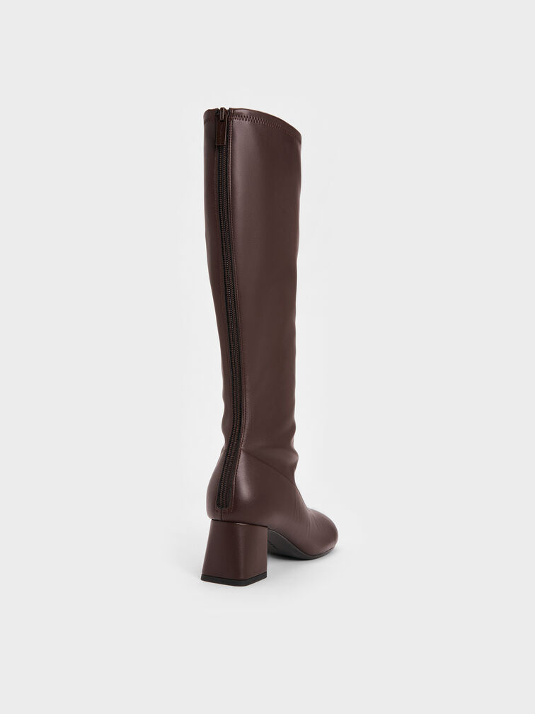 Block-Heel Knee-High Boots, Dark Brown, hi-res
