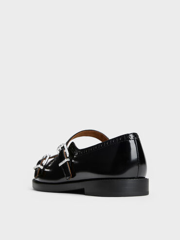 Double-Strap Brogue Mary Janes, Black Box, hi-res