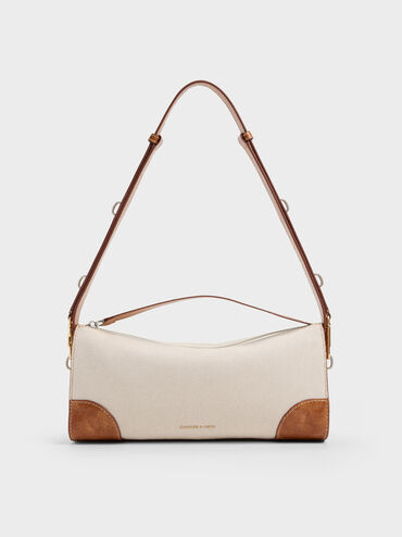 Delfina Canvas Elongated Shoulder Bag, Multi, hi-res
