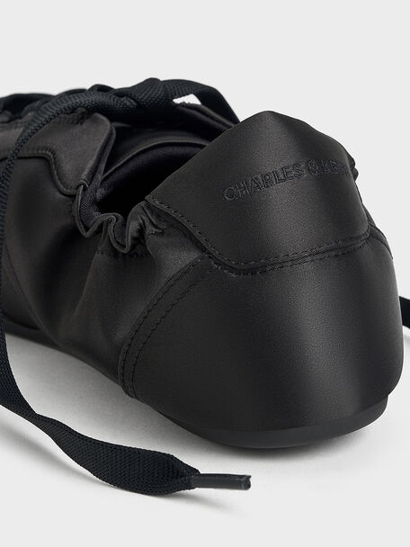 Cece Satin Ruched Bow Sneakers, Black Textured, hi-res