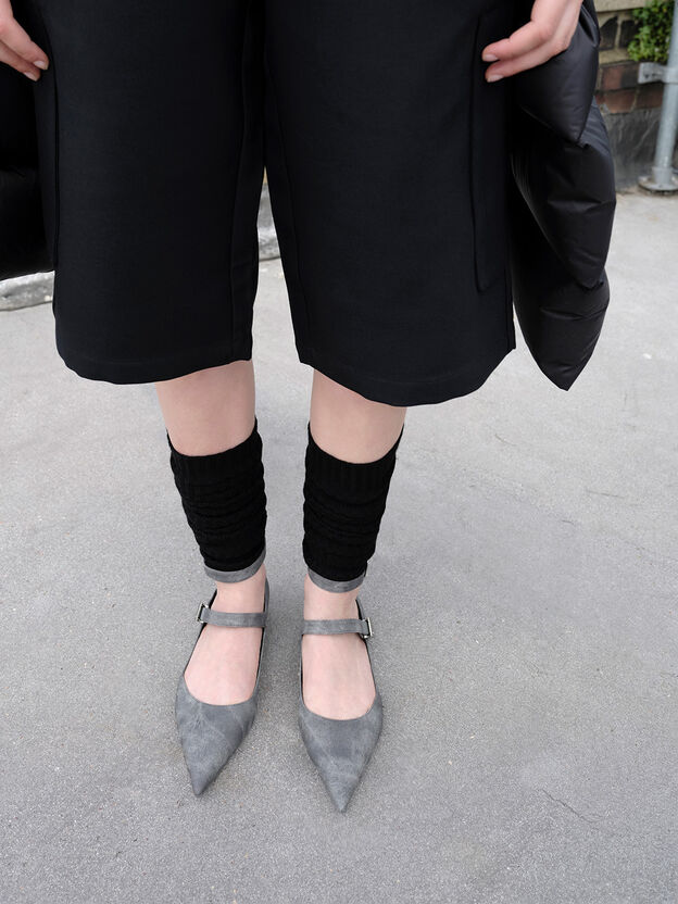 Robbie Denim-Effect Mary Jane Flats, Dark Grey, hi-res