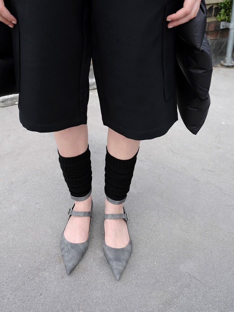 Robbie Denim-Effect Pointed-Toe Mary Jane Flats, Dark Grey Robbie Denim-Effect Pointed-Toe Mary Jane Flats, Dark Grey, hi-res