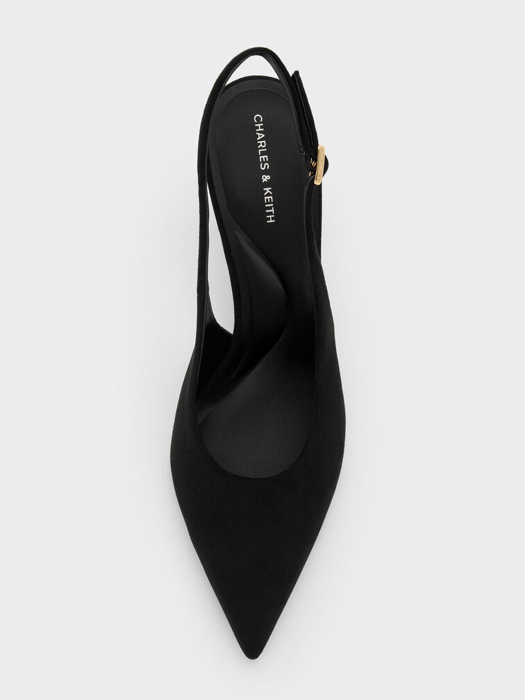Emelia Faux Suede Slingback Pumps, Black Textured, hi-res