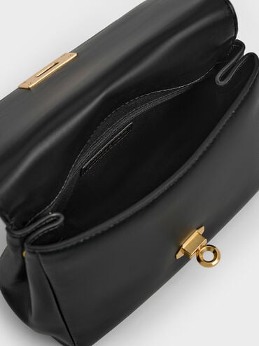 Lennie Chain-Strap Top Handle Bag, Black, hi-res