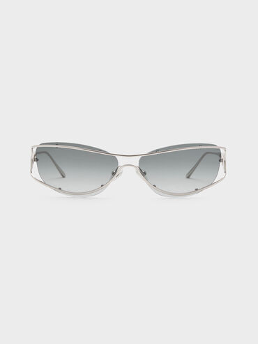 Ainsley Geometric Sunglasses, Silver, hi-res