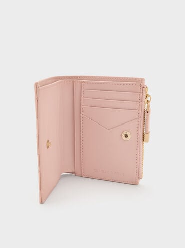 Alva Quilted Top-Zip Small Wallet, Pink, hi-res