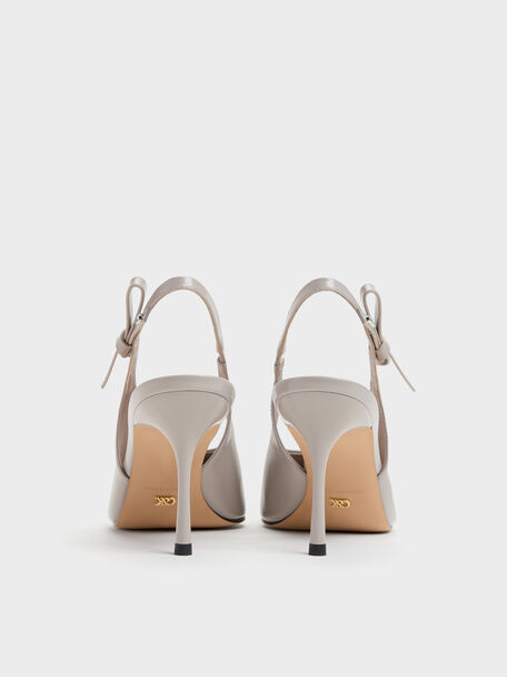 Anastasia Leather Slingback Pumps, Grey, hi-res