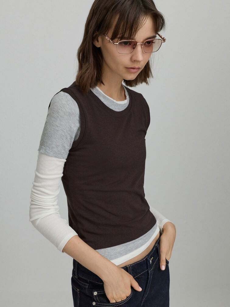 Paige Rectangular Sunglasses, Rose Gold, hi-res