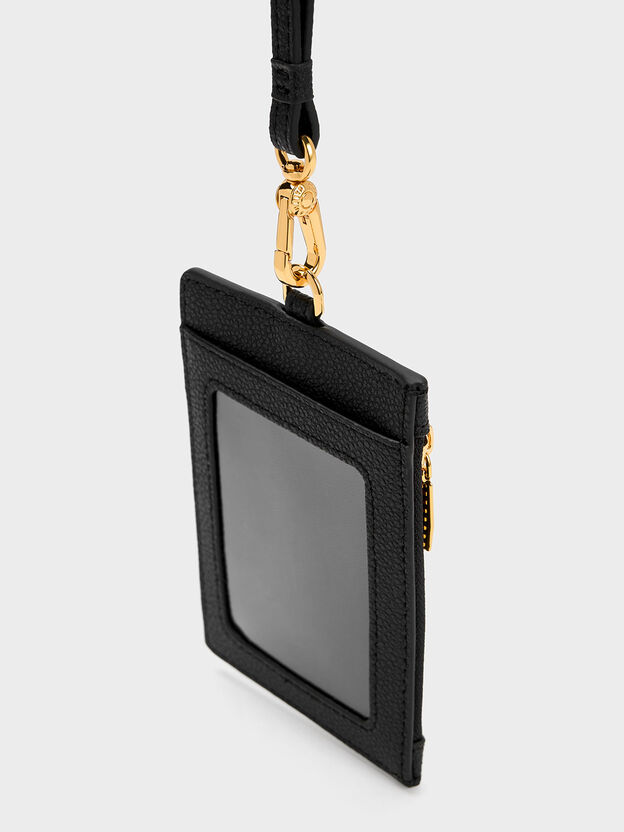 Twilia Card Holder With Lanyard, Black, hi-res