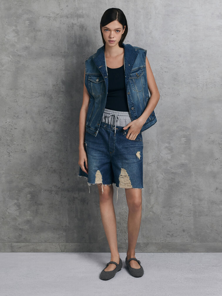 Carmel Felt Quilted Buckled Mary Jane Flats, Grey, hi-res