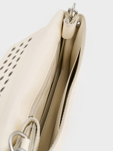 Liv Grommet Chain-Handle Shoulder Bag, Cream, hi-res