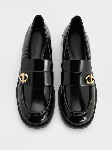 Metallic-Accent Loafers, Black Box, hi-res