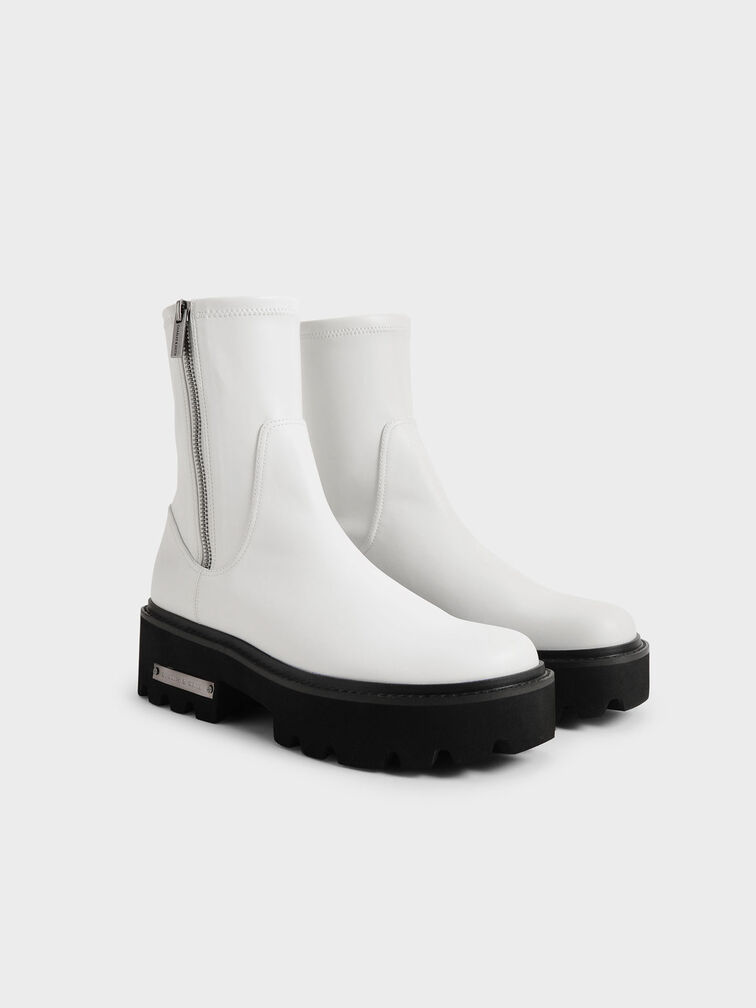 Imogen Side-Zip Ankle Boots, White, hi-res