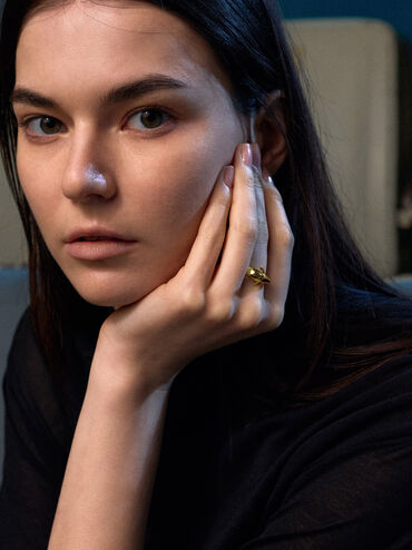 Delphina Dolphin Ring, Gold, hi-res