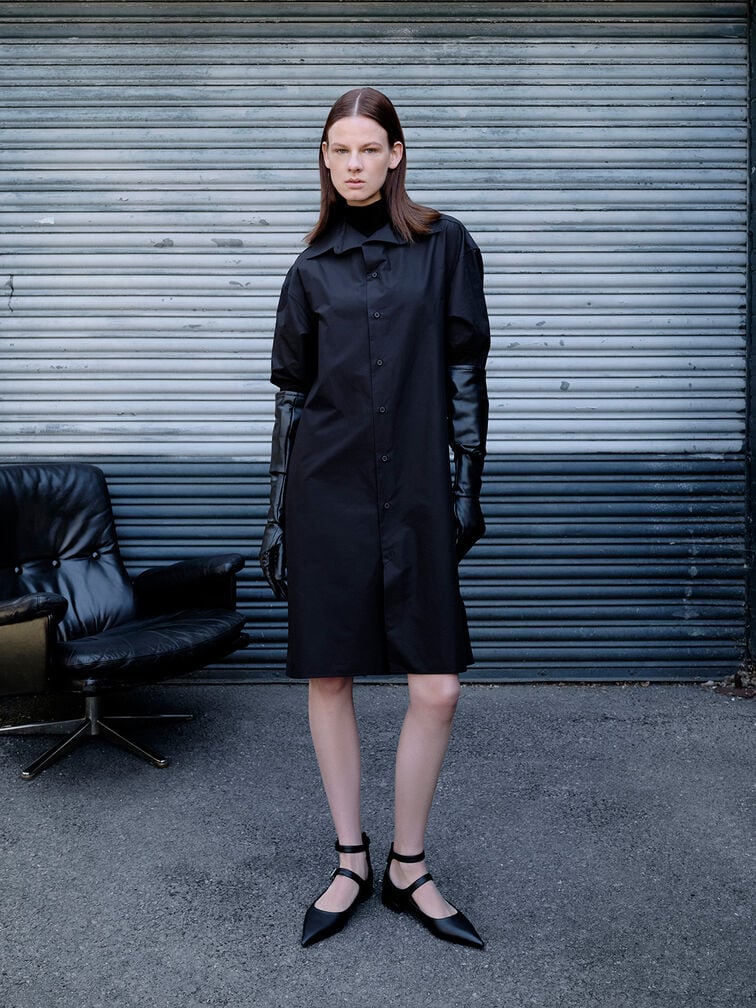 Robbie Pointed-Toe Mary Jane Flats, Black Robbie Pointed-Toe Mary Jane Flats, Black, hi-res