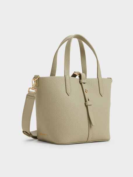 Mini Beryl Belted Bucket Bag, Pale Olive, hi-res
