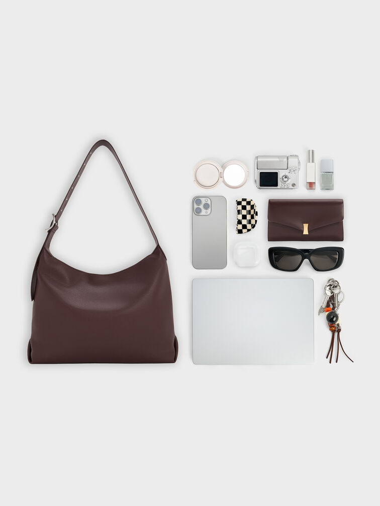 Larsen Buckle-Strap Hobo Bag, Plum, hi-res