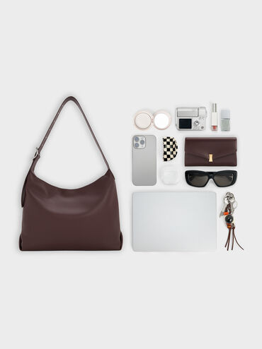 Larsen Buckle-Strap Hobo Bag, Plum, hi-res