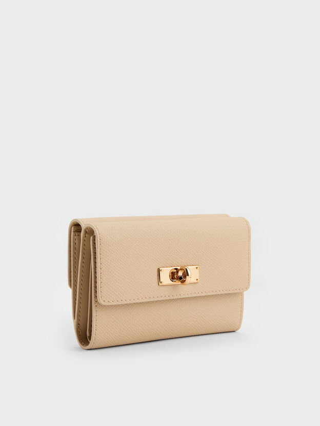 Tricha Turn-Lock Wallet, Sand Beige, hi-res