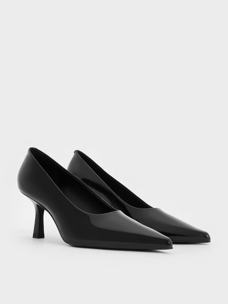 Pointed-Toe Kitten-Heel Pumps, Black Box, hi-res