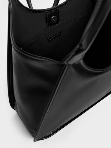 Sianna Crinkle-Effect Slouchy Tote Bag, Black, hi-res
