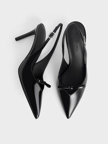 Bow Slingback Pumps, Black Box, hi-res