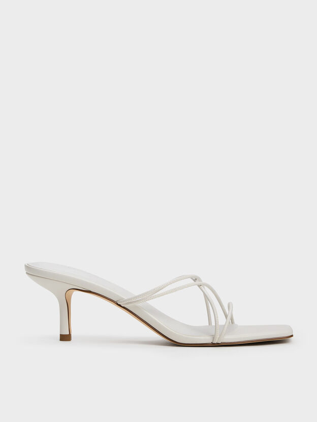 Strappy Heeled Sandals, White, hi-res