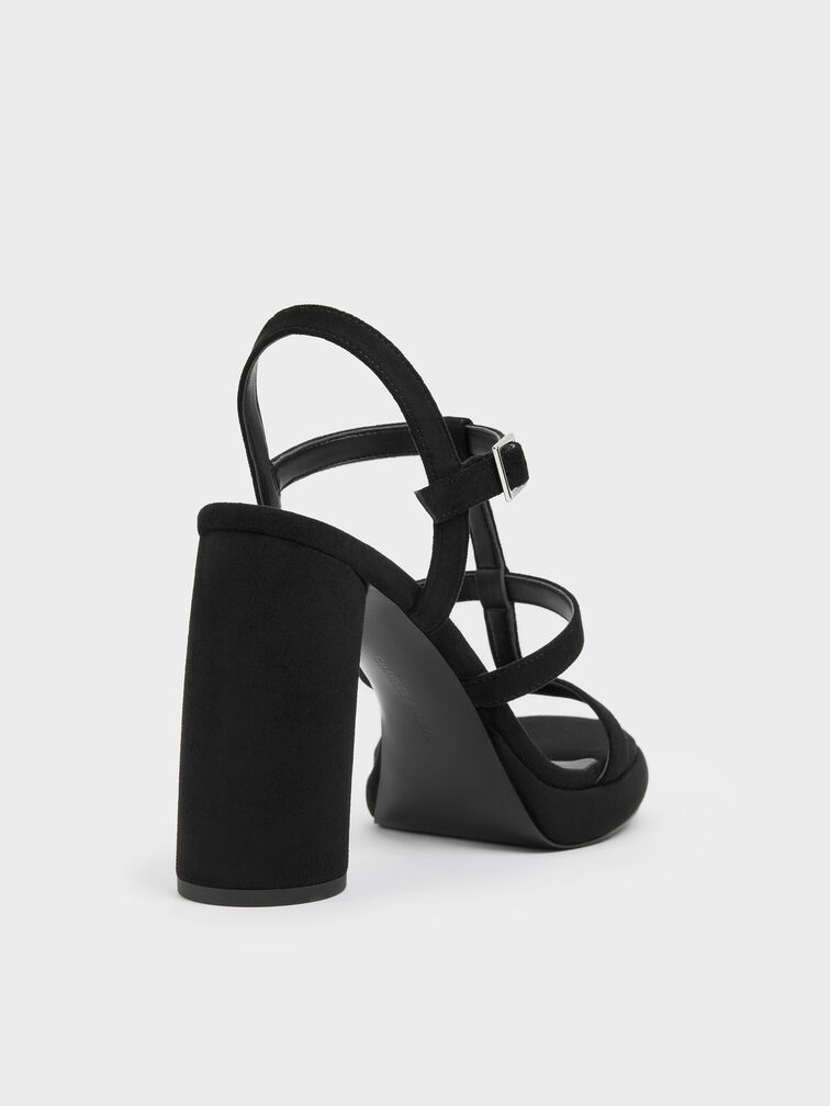 Aether Faux Suede Platform Sandals, Black Textured, hi-res