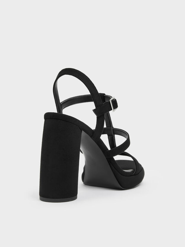 Aether Faux Suede Platform Sandals, Black Textured, hi-res