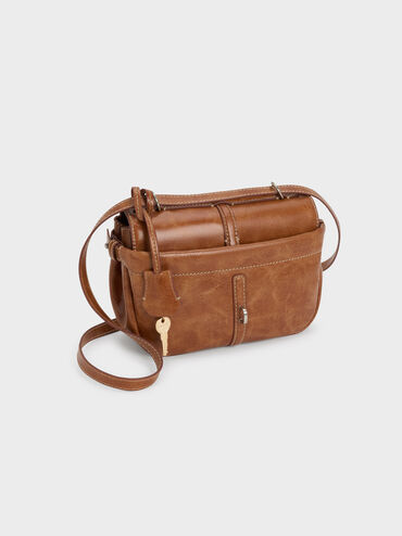 Delfina Chain Crossbody Bag, Distressed Tan, hi-res
