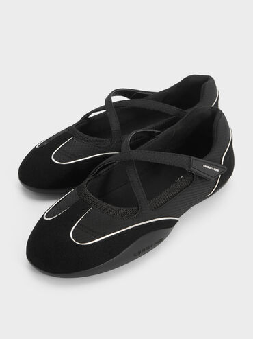 Mika Crossover Mary Jane Sneakers, Black Textured, hi-res