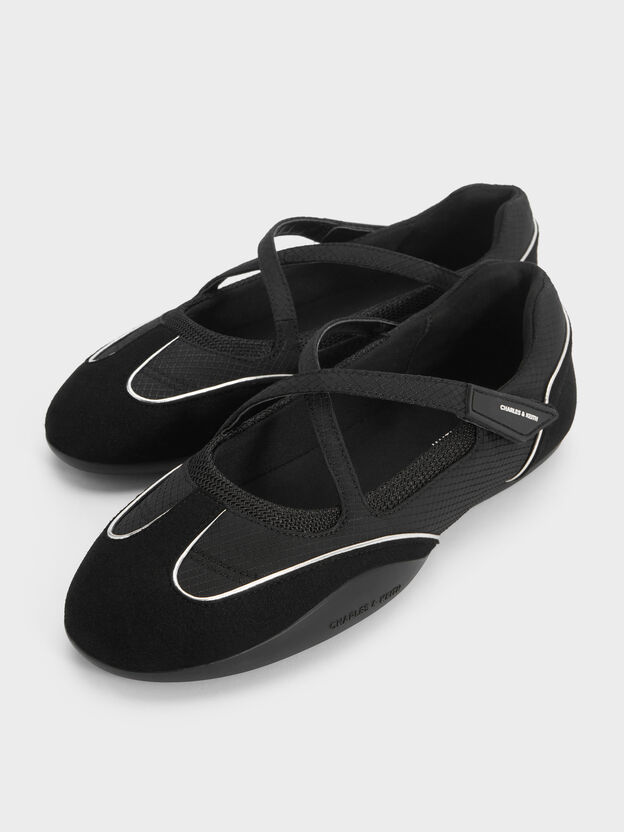 Mika Crossover Mary Jane Sneakers, Black Textured, hi-res