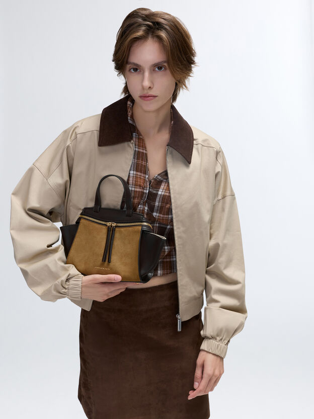 Pansy Two-Tone Trapeze Top Handle Bag, Sahara Sand, hi-res