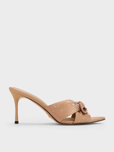 Jayce Crystal Stiletto Mules, Nude, hi-res