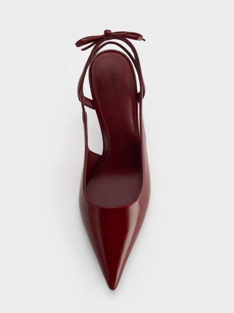 Back-Bow Slingback Pumps, Burgundy, hi-res