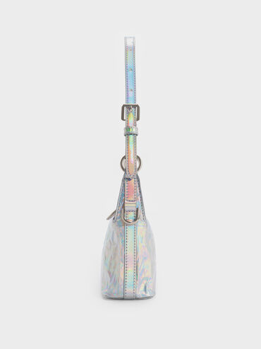 Lark Holographic Crinkle-Effect Shoulder Bag, Prism Silver, hi-res