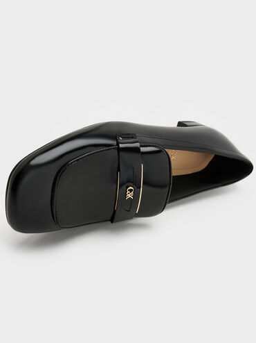Leather Penny Square-Toe Loafers, Black Box, hi-res