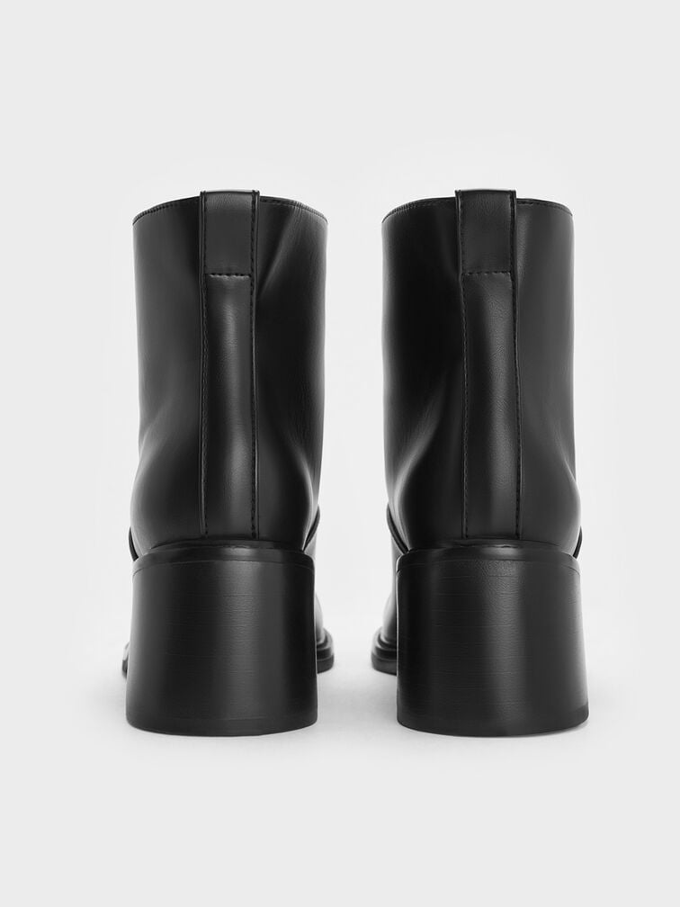 Stitch-Trim Block-Heel Ankle Boots, Black, hi-res