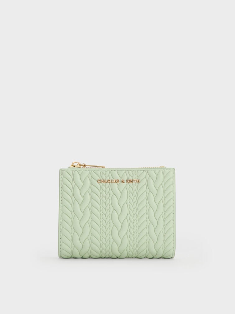 Apolline Textured Top-Zip Wallet, Mint Green, hi-res