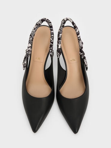 Tayari Leather Printed-Strap Slingback Pumps, Black, hi-res