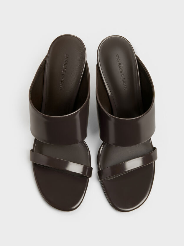 Double-Strap Wedge Mules, Dark Brown, hi-res