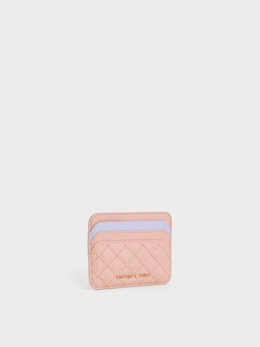 Cleo Two-Tone Quilted Card Holder, Pink, hi-res