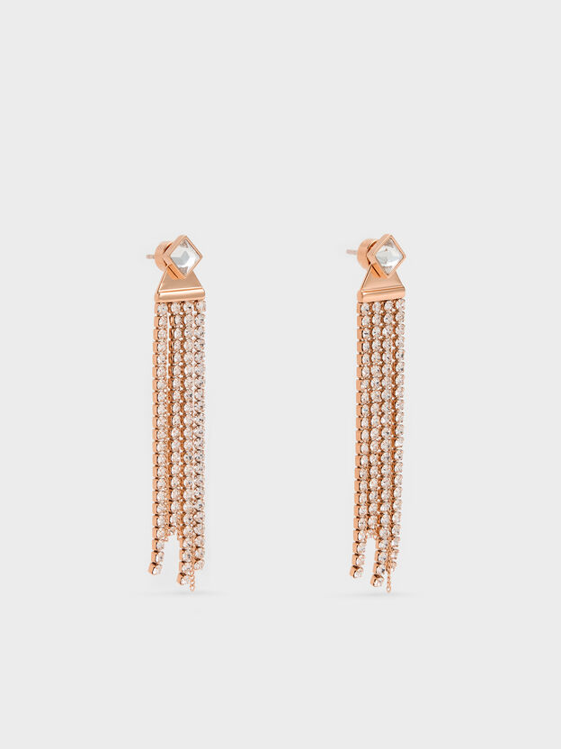 Quincy Crystal Drop Earrings, Rose Gold, hi-res