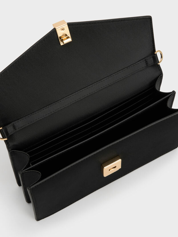 Taisia Chain Envelope Bag, Black, hi-res