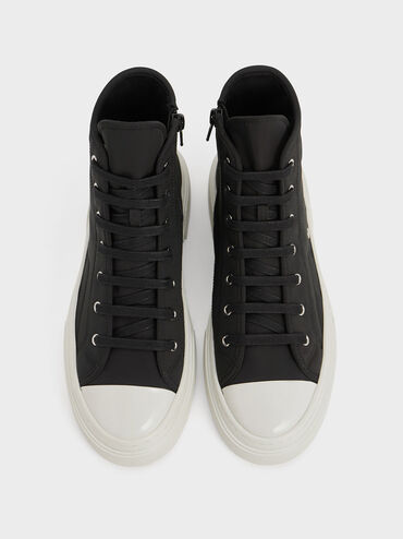 Kay Nylon Two-Tone High-Top Sneakers, Black Textured, hi-res