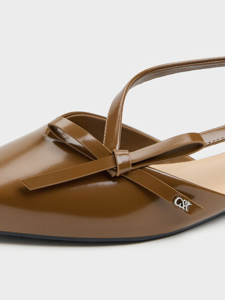 Anastasia Leather D'Orsay Flats, Brown, hi-res