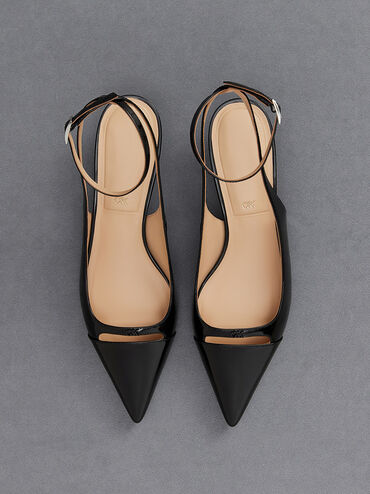 Leather Kitten-Heel Pumps, Black Box, hi-res