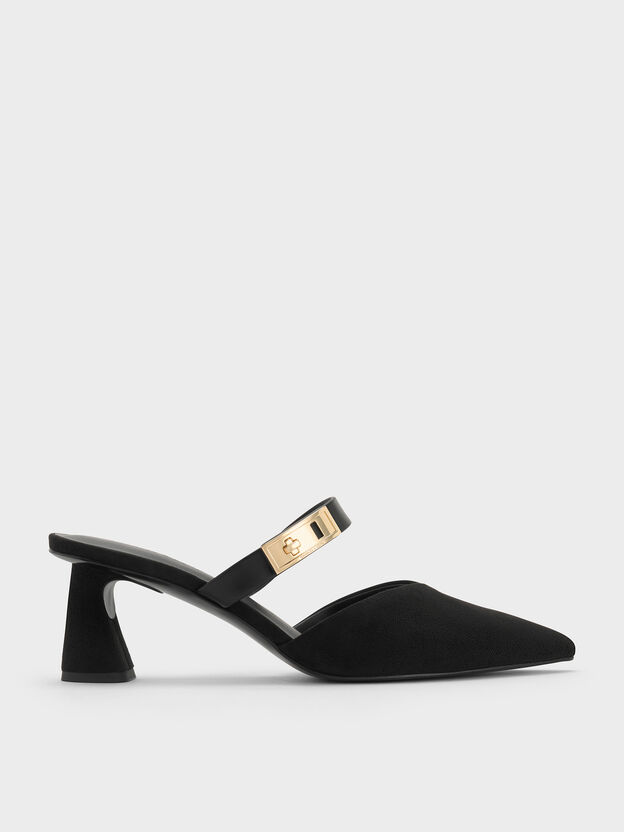 Lando Faux Suede Heeled Mules, Black2, hi-res